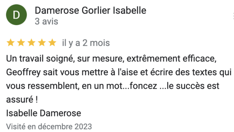 Avis client Isabelle