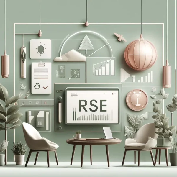 panneau rse sur fond vert avec plantes autour