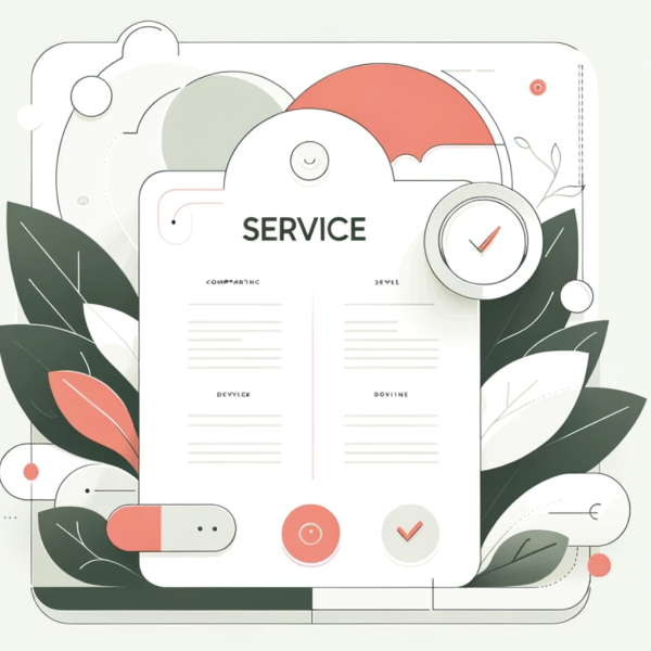menu intitule service sur fond vert et orange
