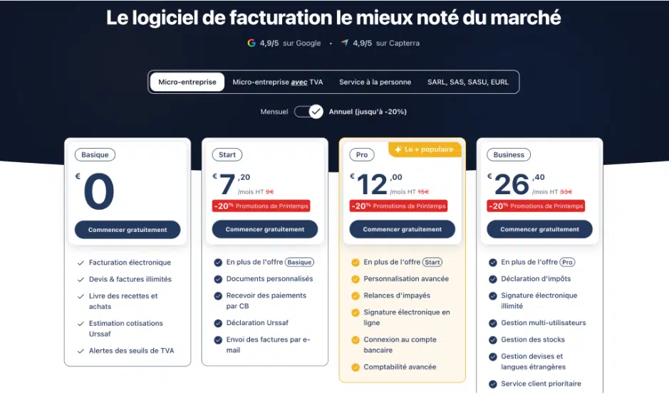 grille tarifaire des plans abonnement sur abby