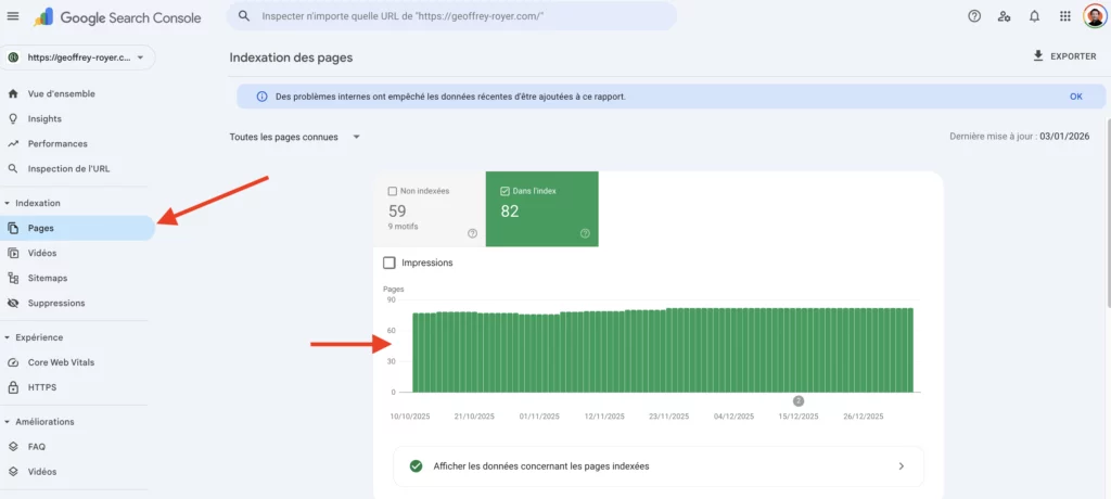 pages indexées gsc rapport